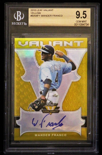 2018 Leaf Valiant Yellow Autograph  /10 Wander Franco BGS 9.5 w 10 Auto