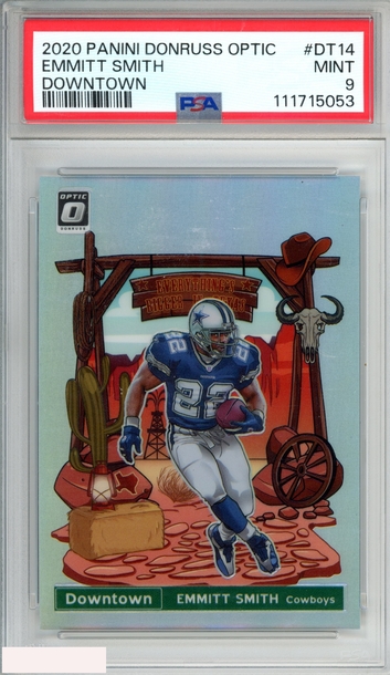 2020 PANINI DONRUSS OPTIC DOWNTOWN EMMITT SMITH #DT14 COWBOYS HOF PSA 9 MINT