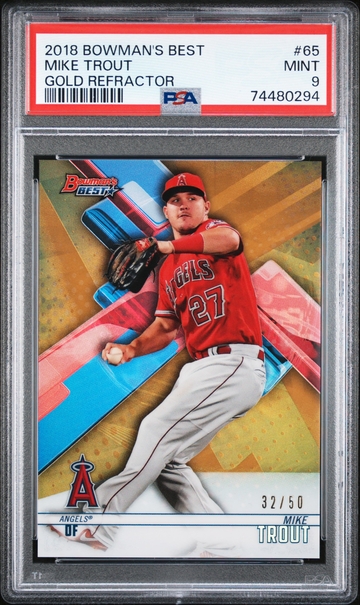 2018 Bowmans Best Mike Trout #65 Gold Refractor /50 PSA 9 | Angels