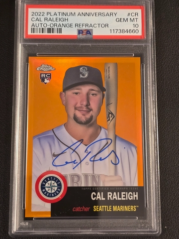 2022 Topps Chrome Platinum Cal Raleigh Orange RC Auto /25 PSA 10