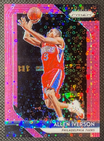 2018-19 Panini Prizm - #45 Allen Iverson Pink Fast Break Disco Prizm /50 76ers