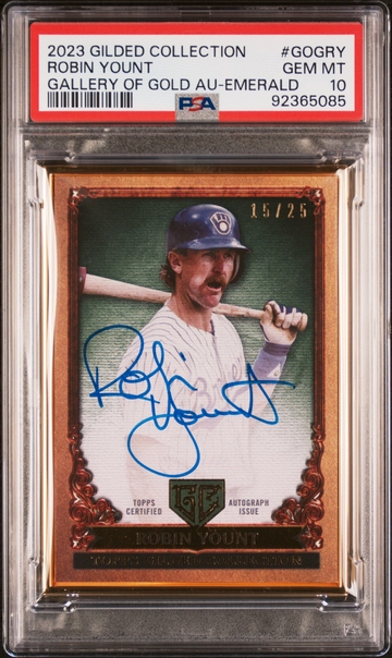 2023 Topps Gilded Collection Gallery of Gold Autographs #GOGRY Robin Yount Emerald PSA 10