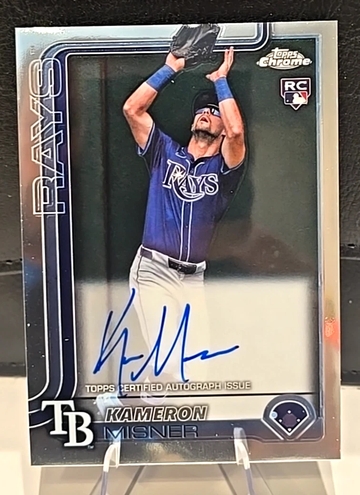 2025 Topps Chrome Kameron Misner on card Auto RC Tampa Bay Rays