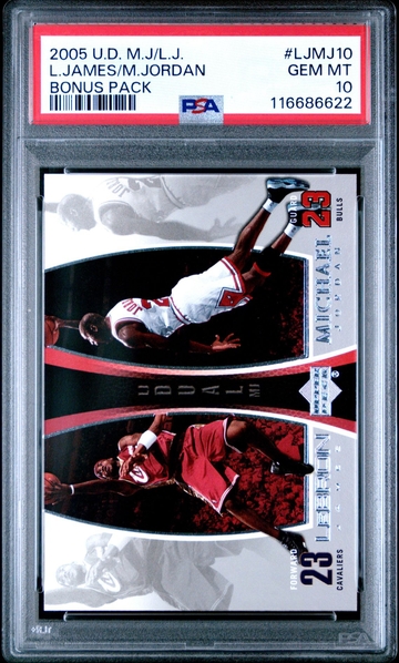 2005-06 Upper Deck Michael Jordan/LeBron James PSA 10 #LJMJ10