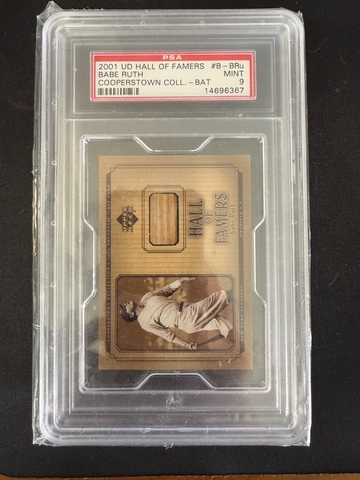 2001 UD Hall of Famers Babe Ruth Cooperstown Collection-Bat PSA 9