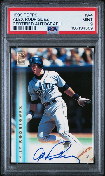 1999 Topps Alex Rodriguez #A4 Certified Autograph PSA 9