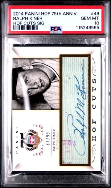 PSA 10 RALPH KINER 2014 HOF 75th Anniversary Cut Signature AUTO