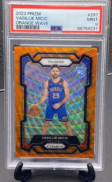 2023 Prizm Vasilije Micic Rookie Orange Wave Prizm   PSA 9