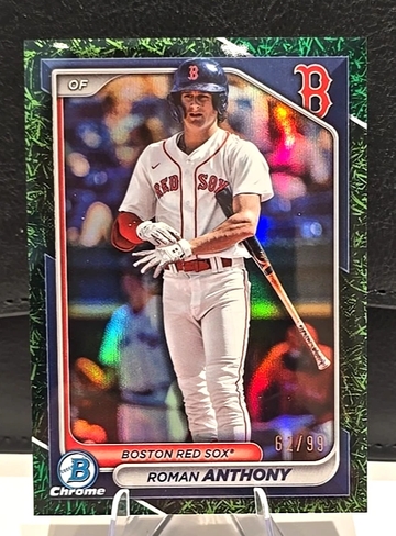 2024 Bowman Chrome  GREEN GRASS REFRACTOR  Roman Anthony  /99   RED SOX