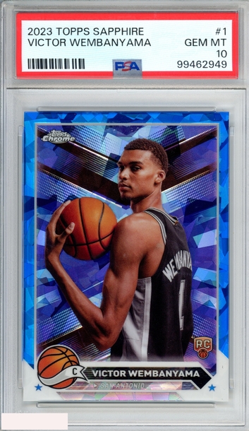 2023 TOPPS CHROME SAPPHIRE EDITION VICTOR WEMBANYAMA #1 ROOKIE RC PSA 10 GEM MT