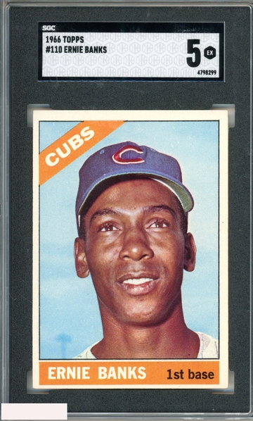 1966 TOPPS ERNIE BANKS #110 CHICAGO CUBS HOF SGC 5 EX