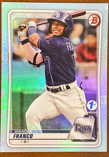 2020 Bowman 1st Edition Wander Franco Sky Blue Foil + 2020 Bowman Chrome Jasson Dominguez Green Refractor 12/99