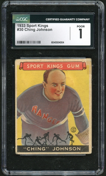 1933 Goudey Sport Kings #30 Ching Johnson CGC 1