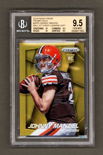 2014 Panini Prizm Gold Refractor /10 Johnny Manziel VARIATION BGS 9.5 TRUE GEM