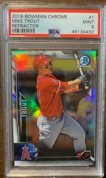 2016 Bowman Chrome Refractor Mike Trout PSA 9 252/499