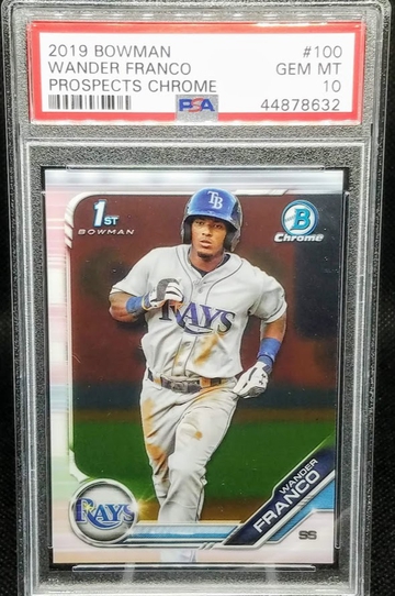 Wander Franco 2019 Bowman Prospects Chrome RC Rookie Card # 100 Graded PSA Gem Mint 10