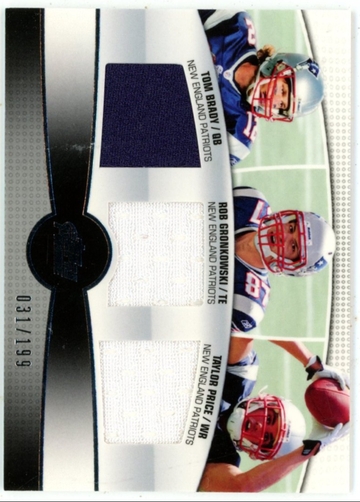 Tom Brady/Rob Gronkowski/Price 2010 Topps Prime Triple RC Jersey /199