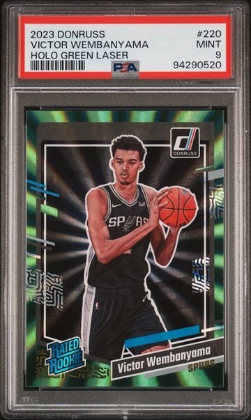 2023 Panini Donruss Holo Green Laser Victor Wembanyama #220 RC PSA 9