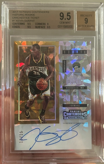 2017-18 Contenders Kevin Durant Cracked Ice Auto /15 BGS 9.5