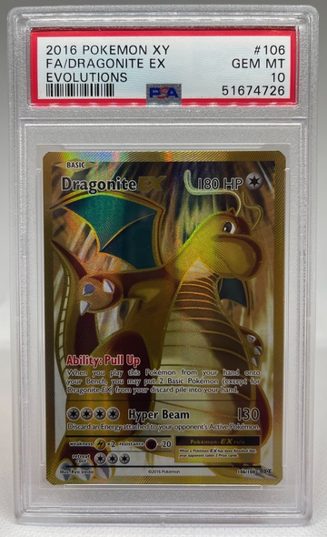 2016 Pokemon XY Full Art Dragonite EX Evolutions #106 PSA 10