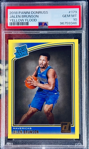 Jalen Brunson Donruss Yellow Flood PSA 10