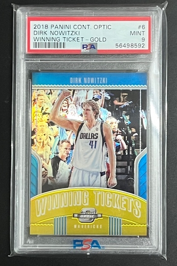 2018-19 Panini Contenders Optic Dirk Nowitzki Winning Ticket Gold 8/10 PSA 9