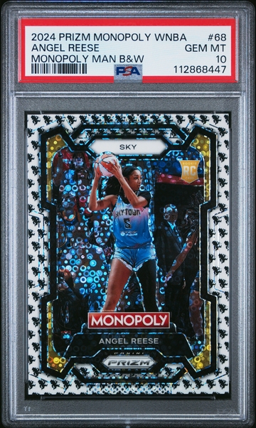  ANGEL REESE 2024 Prizm Monopoly #68 Black & White Running Man SSP Rookie PSA 10 Gem Mint