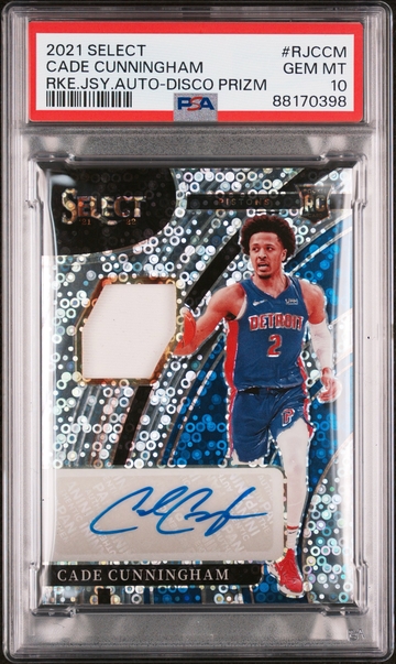2021 Select Cade Cunningham Rookie Jersey Auto Disco Prizm PSA 10