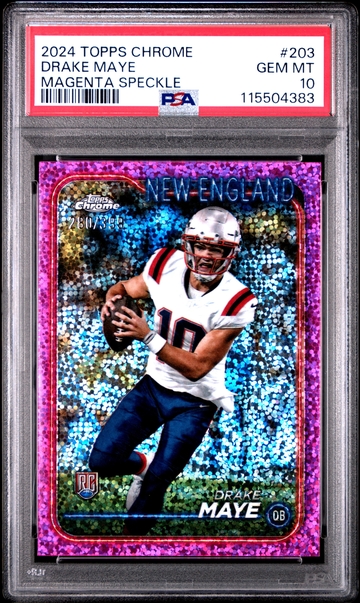 2024 Topps Chrome Drake Maye Magenta Sparkle 203 PSA 10 /399