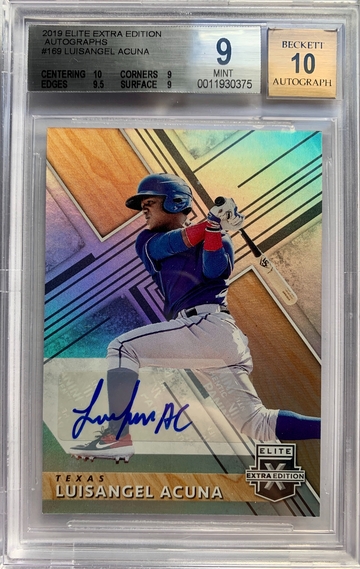 Luisangel Acuna 2019 Elite Extra Edition Auto BGS 9/10 Auto