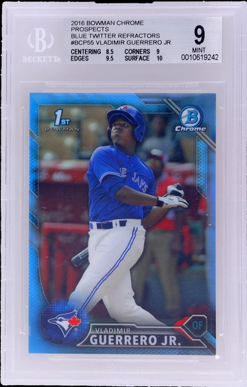 2016 Bowman Chrome Blue Vladimir Guerrero Jr. #BCP55 /15 BGS 9