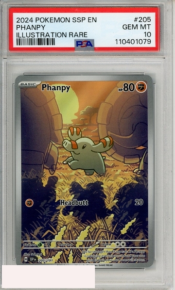 2024 POKEMON SSP EN-SURGING SPARKS PHANPY #205 ILL RARE PSA 10