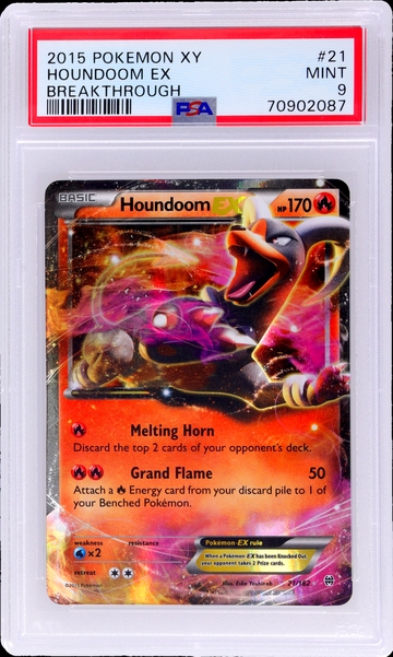 2015 Pokemon XY Breakthrough Holo Houndoom Ex #21 PSA 9