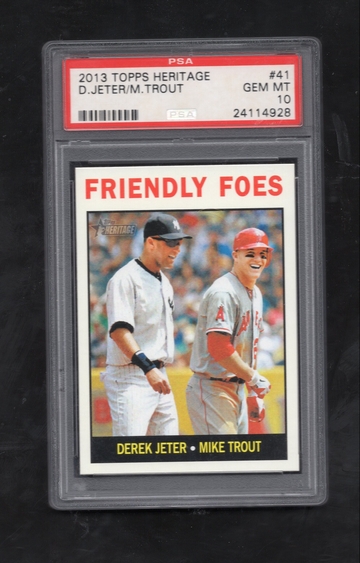2013 Topps Heritage #41 Friendly Foes Jeter/Trout PSA 10 GEM MINT