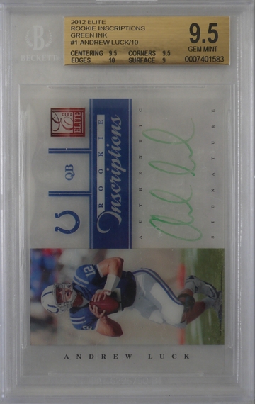 BGS 9.5 - 2012 ELITE ANDREW LUCK RC #1 GREEN INK ROOKIE INSCRIPTIONS AUTO 10 w/10