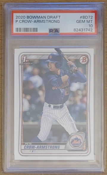 2020 Bowman Draft Pete Crow-Armstrong #BD72 PSA Gem MT 10