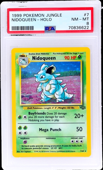 1999 Pokemon Jungle Holo Nidoqueen #7A PSA 8