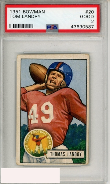1951 BOWMAN TOM LANDRY #20 PSA 2 GOOD RC ROOKIE