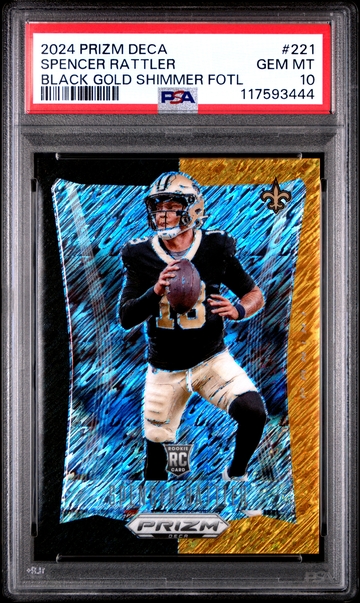 2024 PANINI PRIZM DECA SPENCER RATTLER #221 BLACK GOLD /8 PSA 10 POP 1