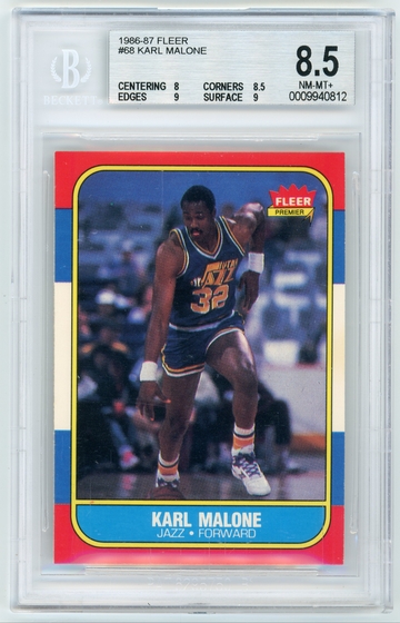 KARL MALONE 1986-87 Fleer Rc #68 BGS 8.5