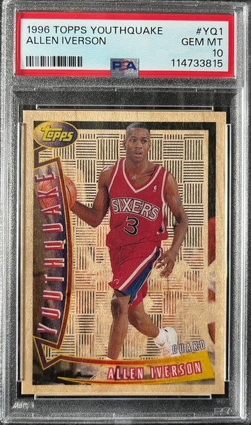 1996 Topps Youthquake #YQ1 Allen Iverson Rookie RC Sixers HOF PSA 10 GEM MINT
