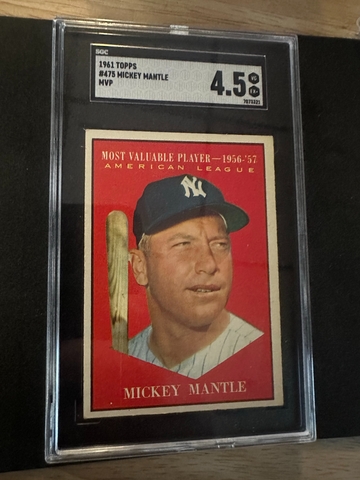 1961 TOPPS #475  MICKEY MANTLE MVP SGC 4.5