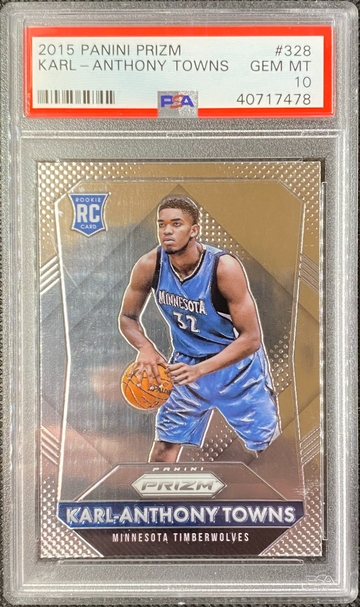 2015-16 Panini Prizm - #328 Karl-Anthony Towns True Base RC PSA 10 Gem Mint
