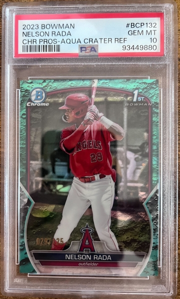2023 Bowman Nelson Rada Chrome Prospects Aqua Crater Refractor PSA 10