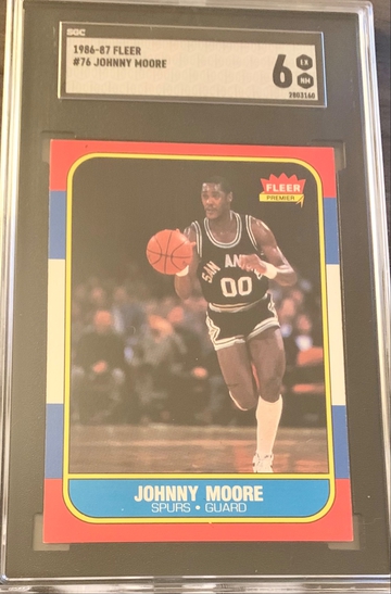 1986-87 Fleer Basketball Card #76 Johnny Moore Graded SGC 6 EX NM