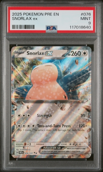 2025 Pokemon #076 Snorlax PRE EN /131 PSA 9