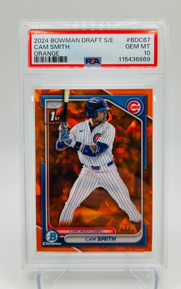 2024 Bowman Chrome Sapphire Cam Smith Orange Refractor /25 PSA 10 GEM MT #BDC-67
