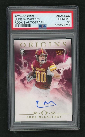 2024 Panini Origins RAU-LCC Luke McCaffrey Rookie Autographs Rookie PSA 10 GEM MT Commanders