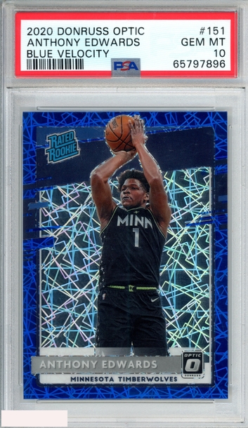 2020 PANINI DONRUSS OPTIC ANTHONY EDWARDS #151 BLUE VELOCITY ROOKIE RC PSA 10