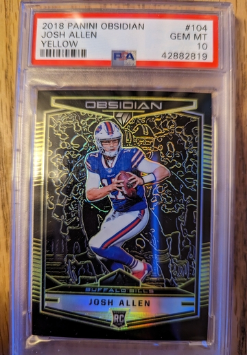 2018 Obsidian Josh Allen Yellow Etch Rookie /10 PSA 10  POP 2